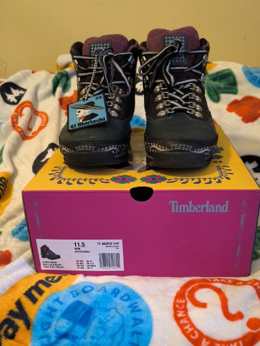 Timberland Black and Purple Youth Hiking Boots